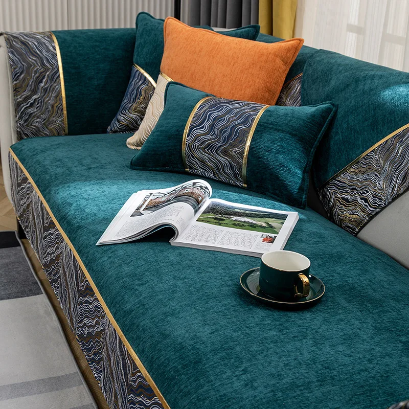Non-slip Chenille Sofa Seat Cover Living Room Cat Anti-scratch Sofa Slipcover L Couch Towel