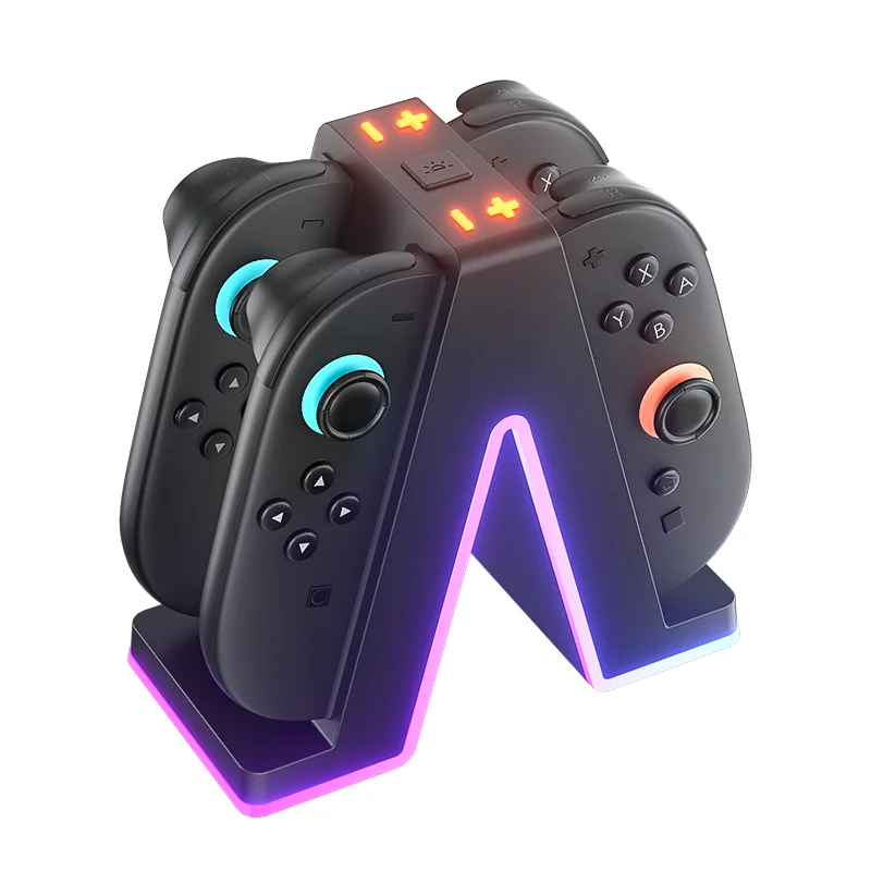 For Nintendo Switch 2 Charging Station Gaming Gamepad Console Storage Base Holder With RGB Light  For NS2 Joycons Charger Stand