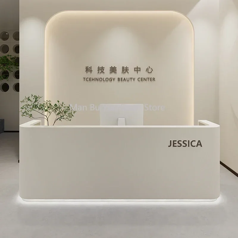 

Clothing Store Display Table Pulpit Modern Church Counter Reception Shop Party Tables Workshop Furniture Desk Luxury White