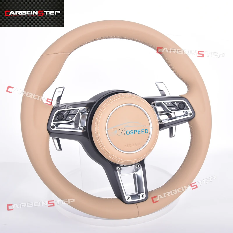 

Custom Leather Steering Wheel For Porsches 718 911 992 Panamera Cayenne Macan