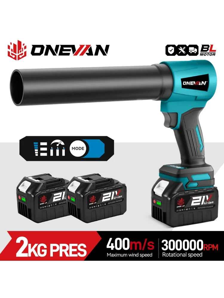 ONEVAN 4000W Bezszczotkowy Elektryczny Turbodmuchawiec Wentylator Jet 400M/S 300000RPM Dmuchawa do Liści Narzędzie do Odkurzania Kurzu na Akumulator Makita 18V Pin — 2