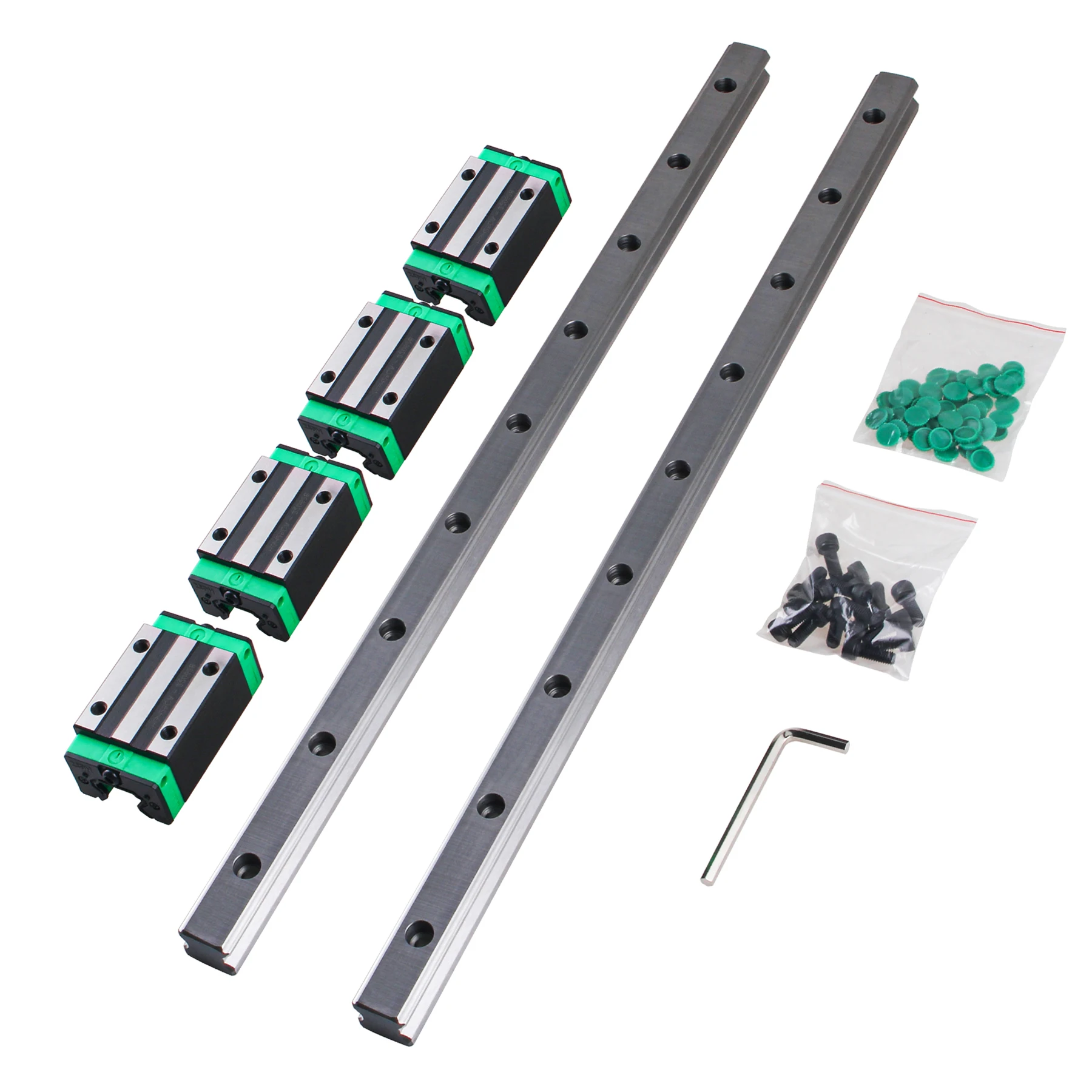 2pc HGR20 HGR15 Square Linear Guide Rail 300-1500mm+4pc HGH15CA/ HGH20CA/HGW15CC/HGW20CC Bearing Blocks For CNC 3d Printer