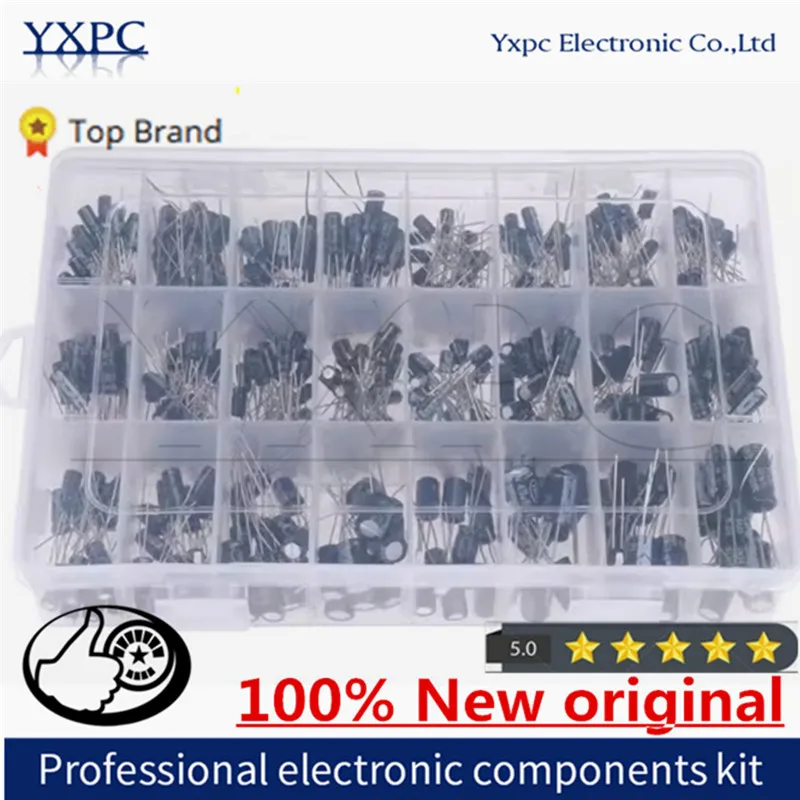 24values=500pcs Aluminium Electrolytic Capacitor Sets Electrolytic Capacitor Element 0.1UF-1000UF 10~50V +Box