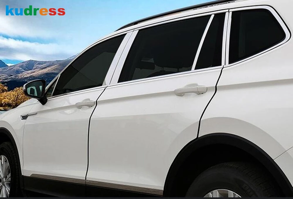 Window Frame Sill Trim For Volkswagen VW Tiguan mk2 2017-2019 2020 2021 Stainless Full Set Windows Molding Strip Car Accessories