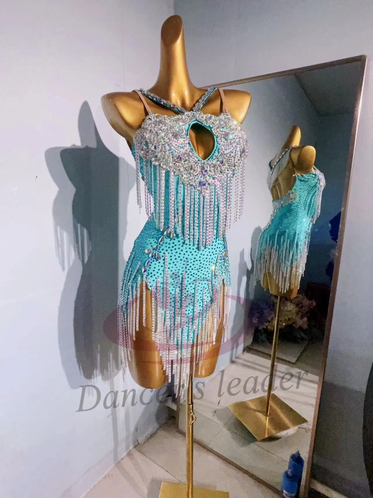 Danza latina Samba National Standard Dance Competition abbigliamento High-end Custom Full Diamond Sling Standard Performance Dress