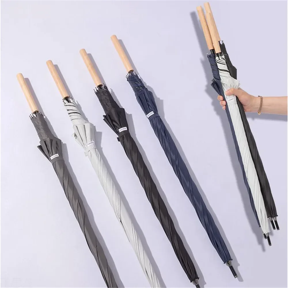 180g Carbon Fiber Long Handle Umbrella with Wood Handle UV Parasol Umbrella for Man Woman Gift