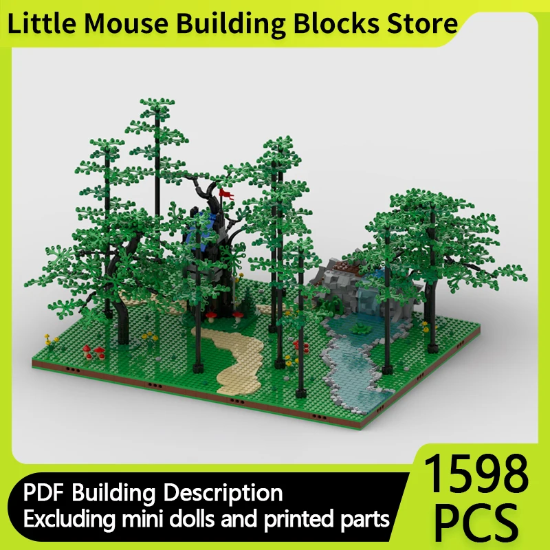 

Модель City Street View MOC, строительные кирпичи, черный лес, убежище, модульная технология, подарки, праздник, сборка, детские игрушки, костюм