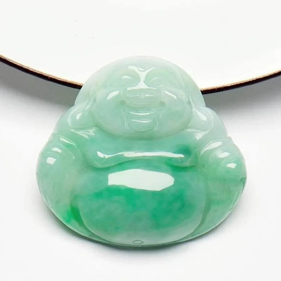 

Genuine Myanmar Jadeite Ice Floating Green Jade Buddha Pendant Necklace Men Women Grade A Burma Jade Buddha Charm Lucky Amulets