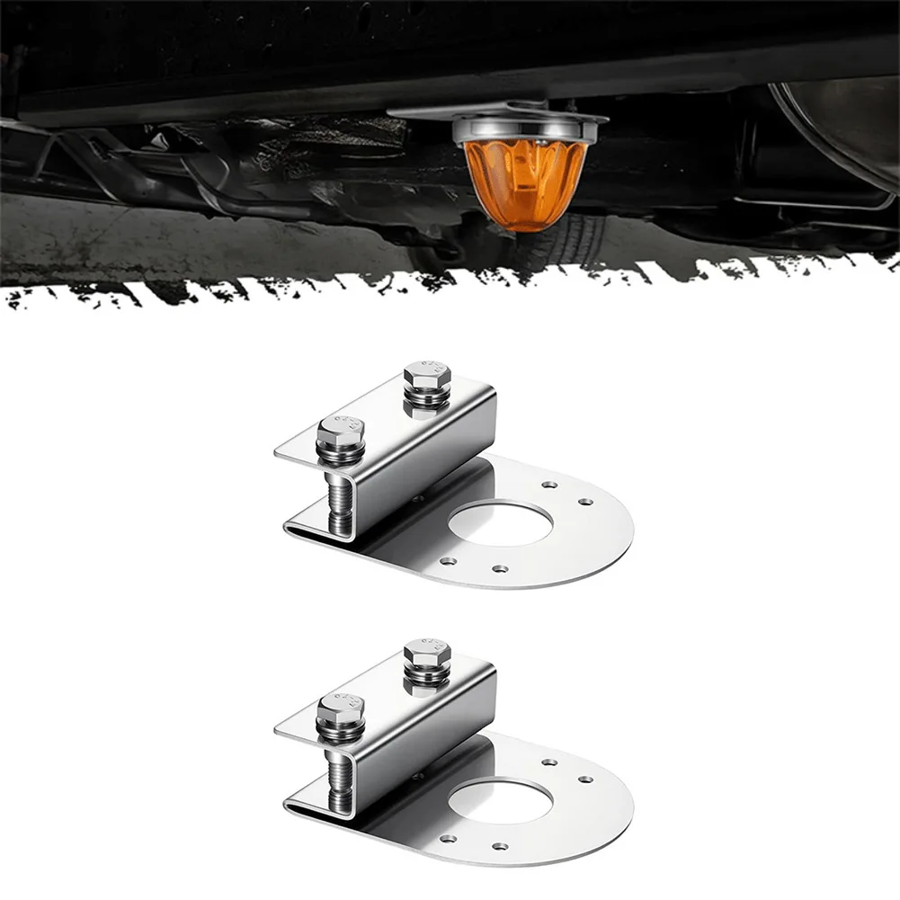 2pcs 304 Stainless Steel Watermelon Light Bracket Straight Down Mount For Semi Trailer Truck Pickup Under Glow Frame Rail