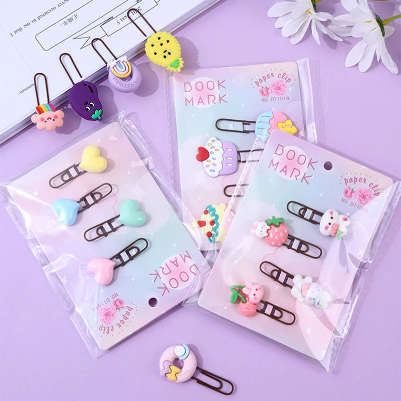 1Piece Cartoon Cute Paper Clip Curved Pins Creative Photo Metal Clip Data Classification Clips File Bookmarker Decorative Clips