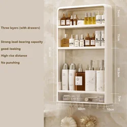Wall Mounted Toiletries Storage Rack Bathroom Organizer Cosmetic Shelves Rack Kitchen Seasoning Bottle Storage Shelf