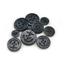 Antiflaming Black Anchor Urea Button Fireproof Round Four Hole Buttons High Temperature Resistant Clothes Button