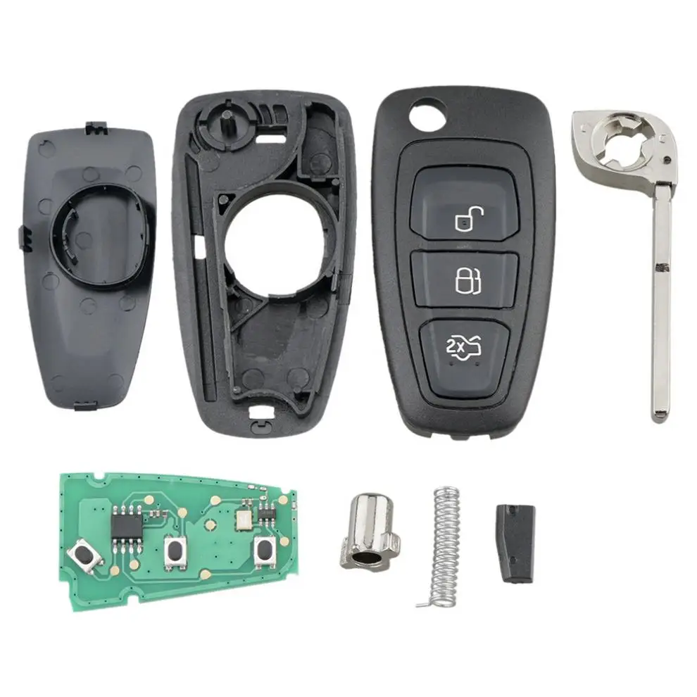 Custodia portachiavi per chiave remota per auto a 3 pulsanti 433 MHz adatta per Ford Mondeo 2010-2018 FocusGrand S-MaxTransit Connect 5WK49986 ID83 Chip