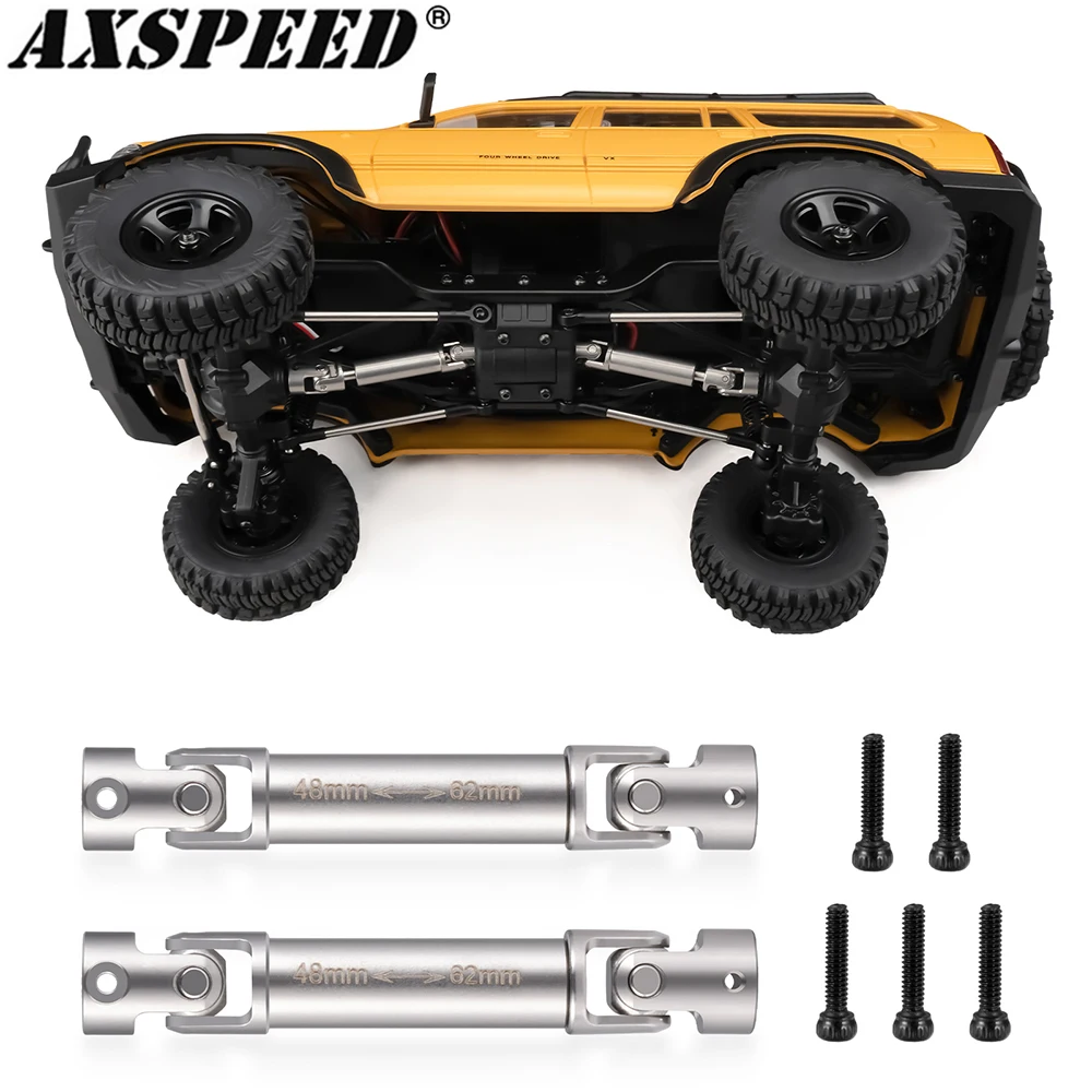 AXSPEED 2PCS Stainless Steel Center Drive Shafts D-shaped Holes for 1/18 RC Crawler FMS FCX18 LC80 Upgrade Parts