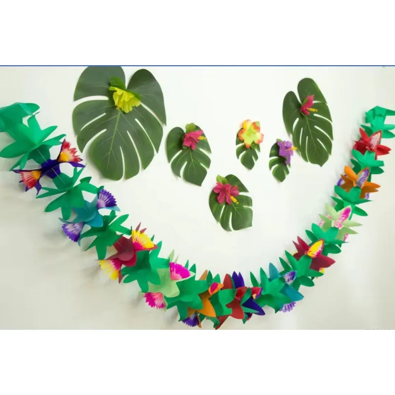 

Tropical Multicolored Hawaiian Beach Flower Paper Garland Tissue Flower Banner Luau Wedding Party Wall Haning Decorations