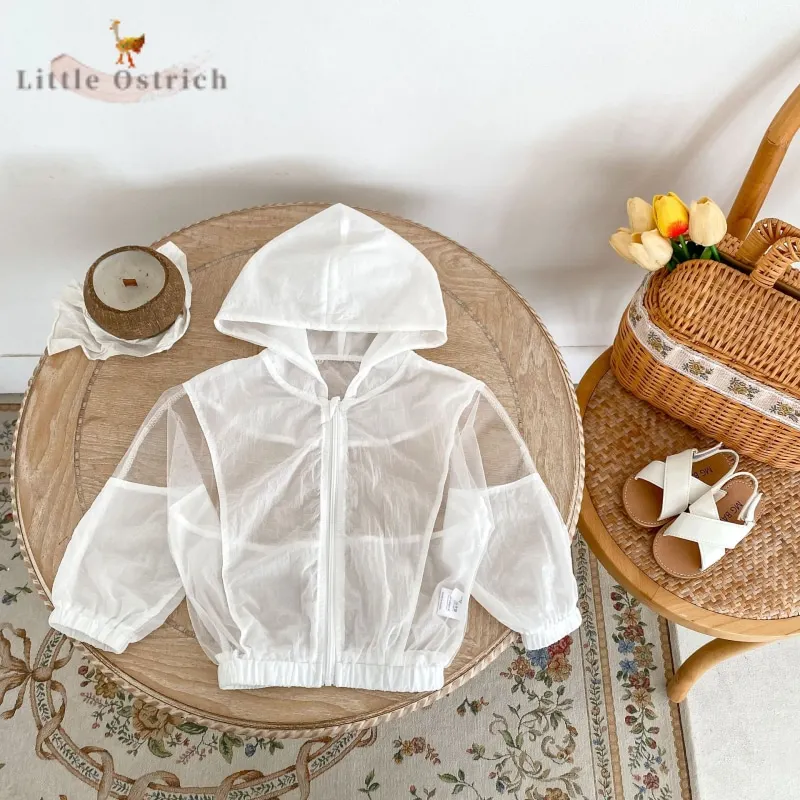 Newborn Baby Girl Boy Mesh Hooded Sun Protection Clothing Breathable Jacket Infant Toddler Solid Zipper Coat Baby Clothes 3M-2Y