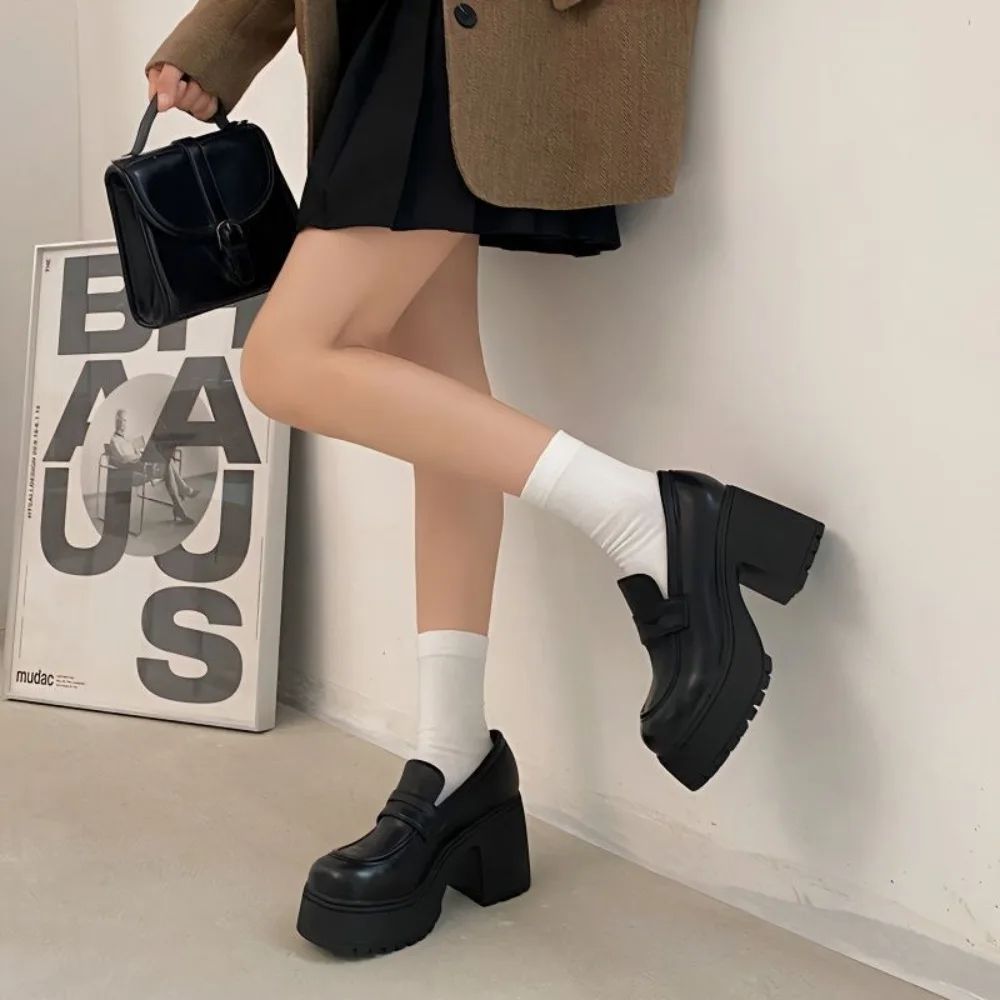 autumn Platform Mary Jane Shoes Ladies Hot Sale High Heels Loafers Women Shoes Retro Chunky Heels Pumps Woman Uniform College