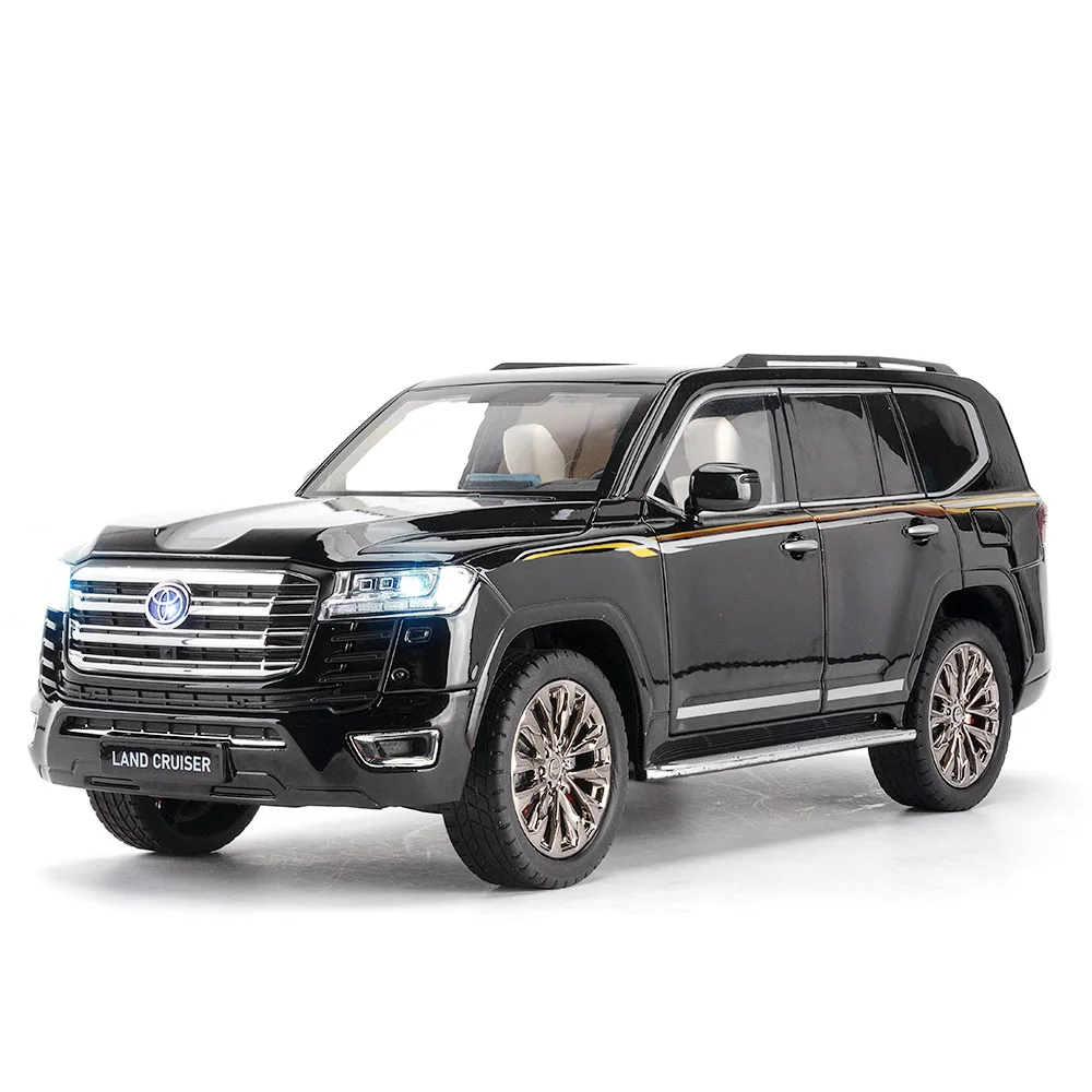 1:18 Alloy Diecast Land Cruiser LC300 Models Toys Cars 6 Doors Opened SUV with Light Music Pull Back Vehicles Toddler Kids Gifts