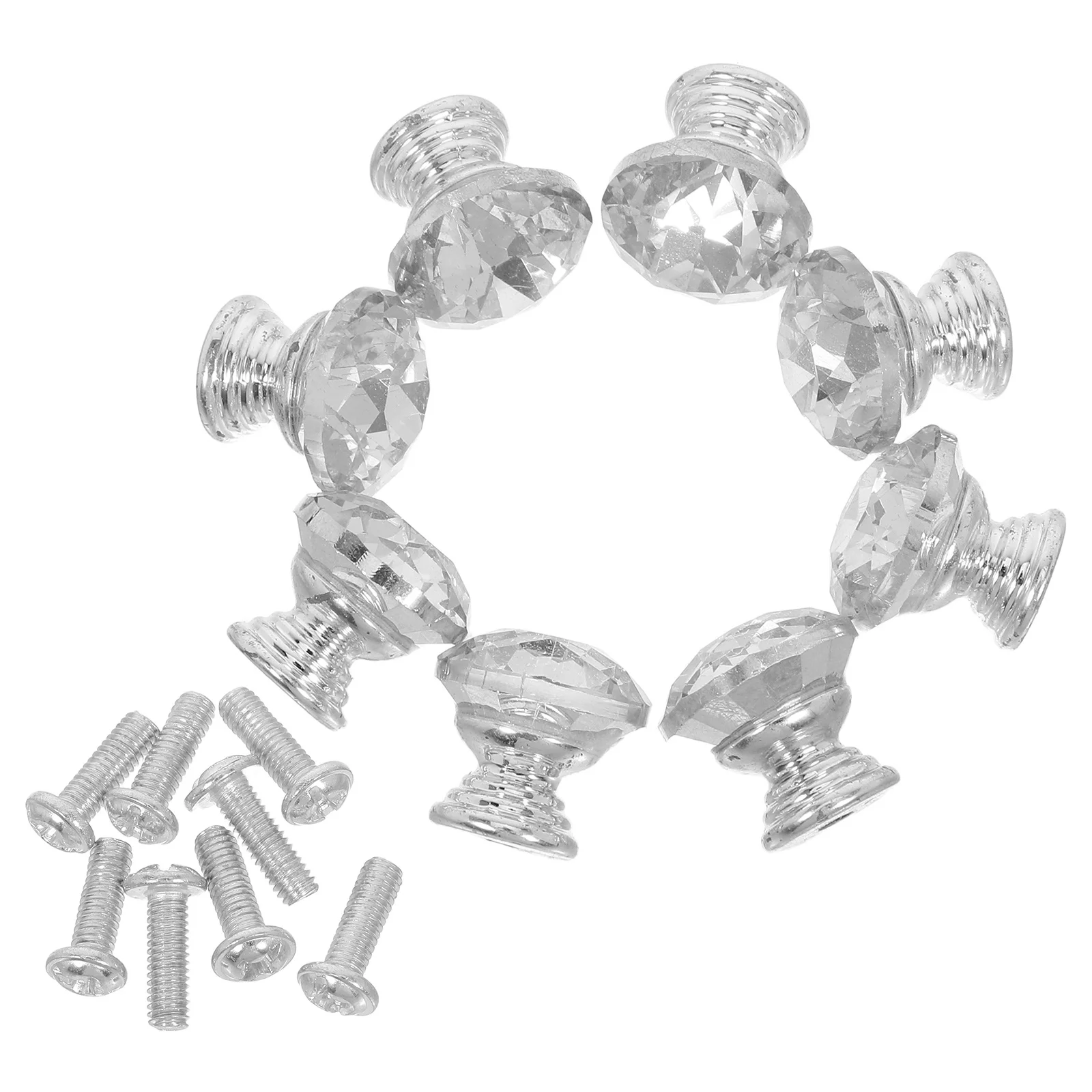 

8pcs Diamond Cabinet Handles Transparent Round Knob Single Hole Pull For Dresser Drawer Wardrobe Door Mini Crystal Hardware