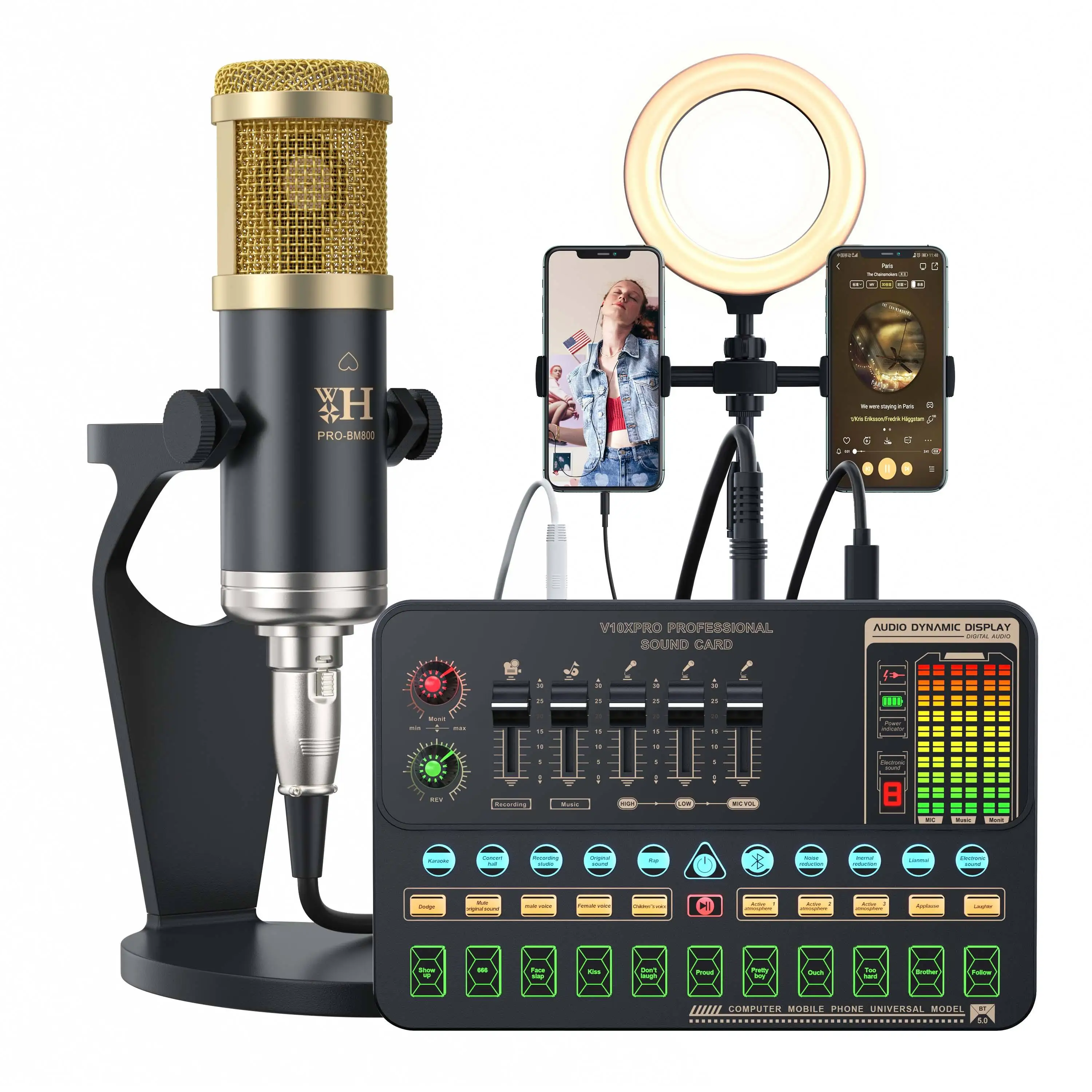 2025 hot sale Sound Card Studio Mixer Singing Noise Reduction Microphone Voice Pro BM800 Live Broadcast Phone Computer Record V1