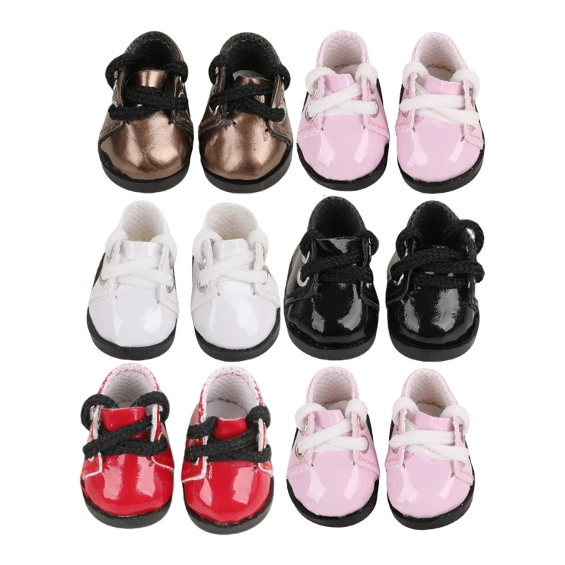 

Six Tiny Doll Shoes 17Cm Compatible Glossy PVC Footwear Various Color 15UB