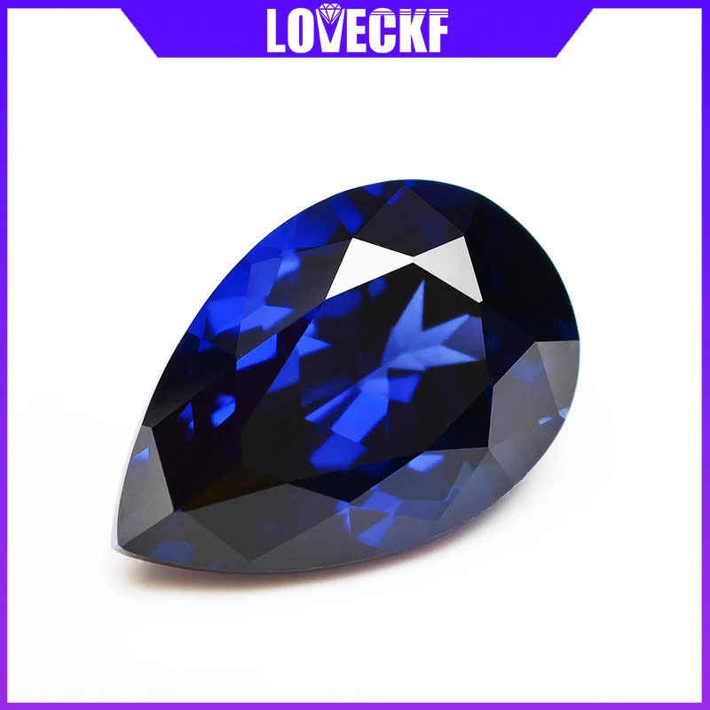 

Top Royal Blue Lab Grown Sapphire Gemstone Pear Cut Synthetic Blue Sapphire Diamond Gems with AGL Certificate