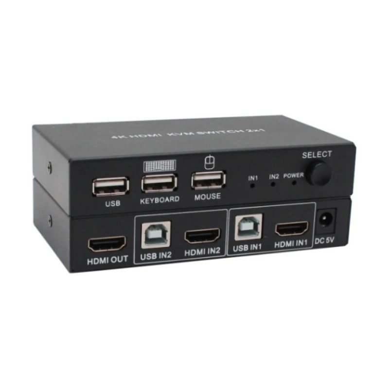 4K 30Hz USB/HD HDMI KVM USB Audio Video Switcher 2 in 1 Out met Hotkey Switching Functie voor PC Laptop TV