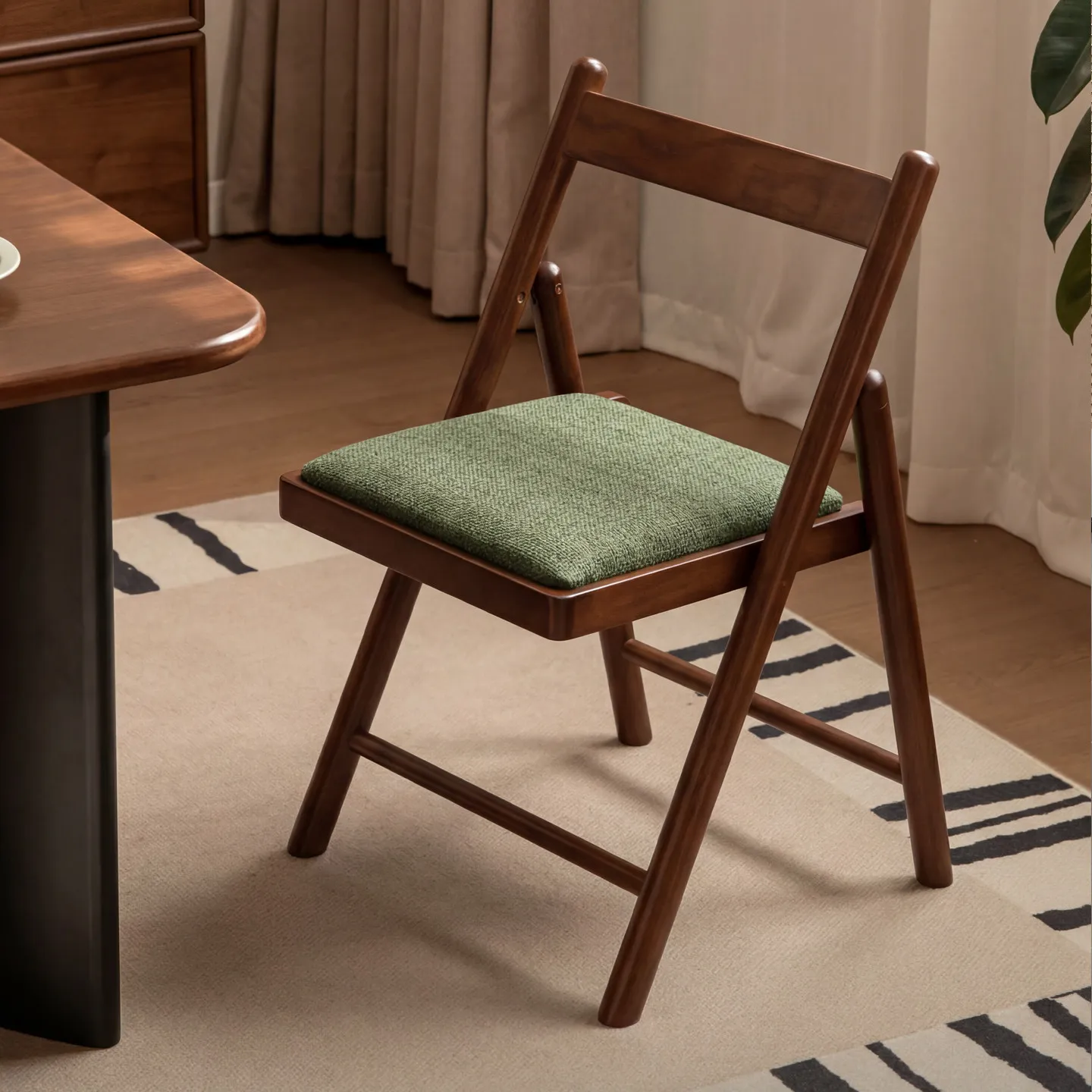 Folding home backrest chair restaurant casual stackable stool does not take up space antique solid wood dining chair