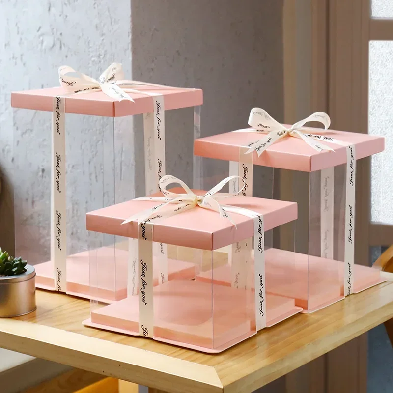 

10pcs Transparent Gift Box Cake Candy Chocolate Packaging Display Boxes PET Plastic Wedding Birthday Favor Holder Flower Diy Box