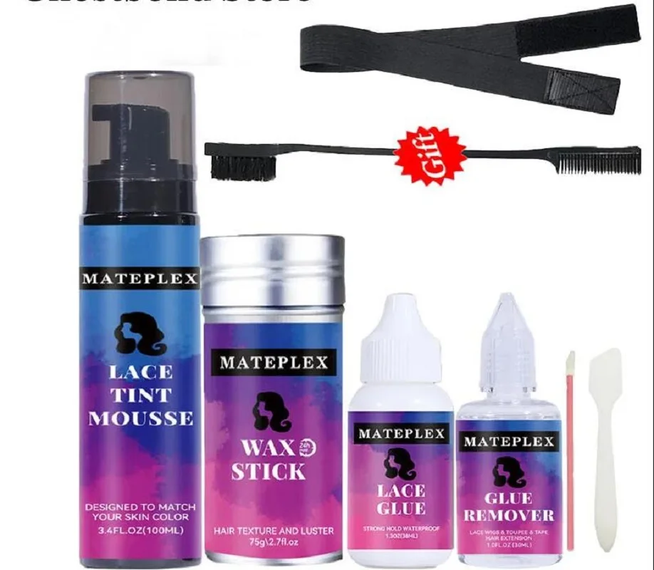 

Lace Glue Remover Wax stick Hot Comb Lace Tint Spray Mousse Melting Spray Box Wig Install kit