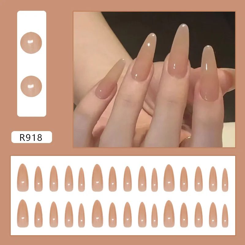 24 Pcs Nude Simple False Nails with Sticky Tabs Artificial Press on Nails with Tools Stick-on Nails Cheap prosthetic Nail Set