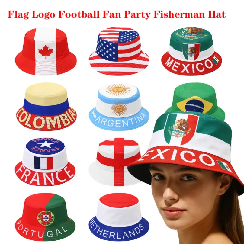 

2026 Countries National Flag Bucket Hat Men Women Football Fan Party Football Cup Reversible Sun Hat Soccer Fans Fisherman Hat