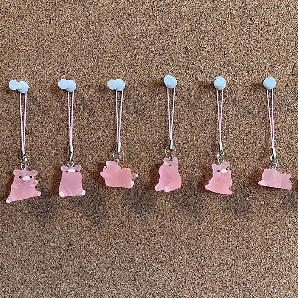 

2/4/6pcs Mixed Cute Resin Pigs Phone Charm, Kawaii Animal Lanyard Strap, Mobile Phone Chain, Cellphone Accessories