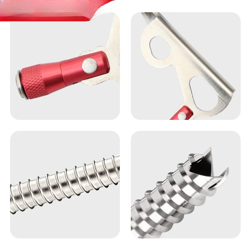 Ice Axe Rescue Tool with Stainless Steel Handle, Quick Release Screw, Ice Anchor, Outdoor Ice Climbing, Fixed Pivot Point