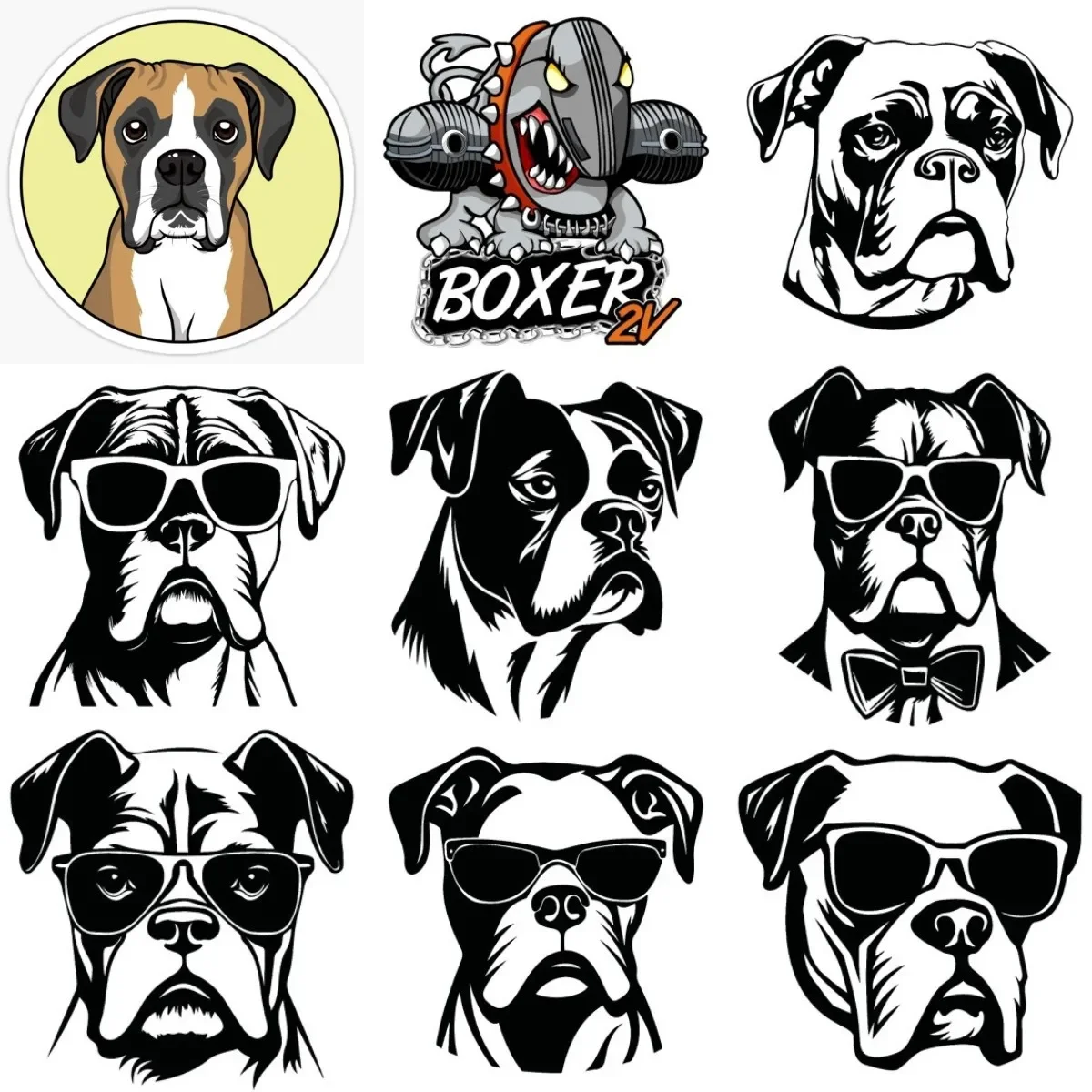 

Boxer Dog Creative PVC Waterproof Stickers Accessories for Decorate Car Wall Room Van Suv Table Off-road Bicycle Motorcycle