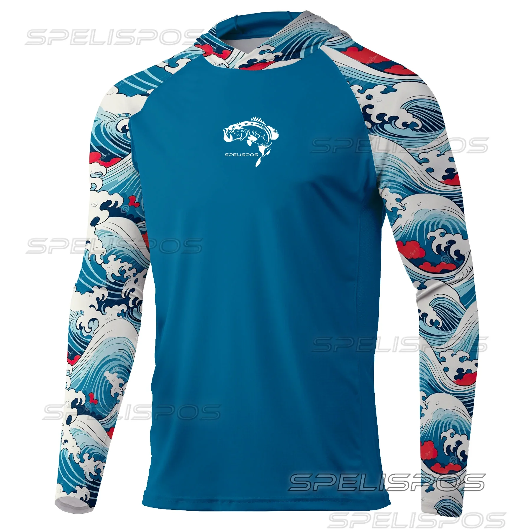 

SPELISPOS New Men Fishing Hoodie Summer Breathable Long Sleeve Fishing Jersey Sun Protection UPF 50+ T-shirt Camisa De Pesca