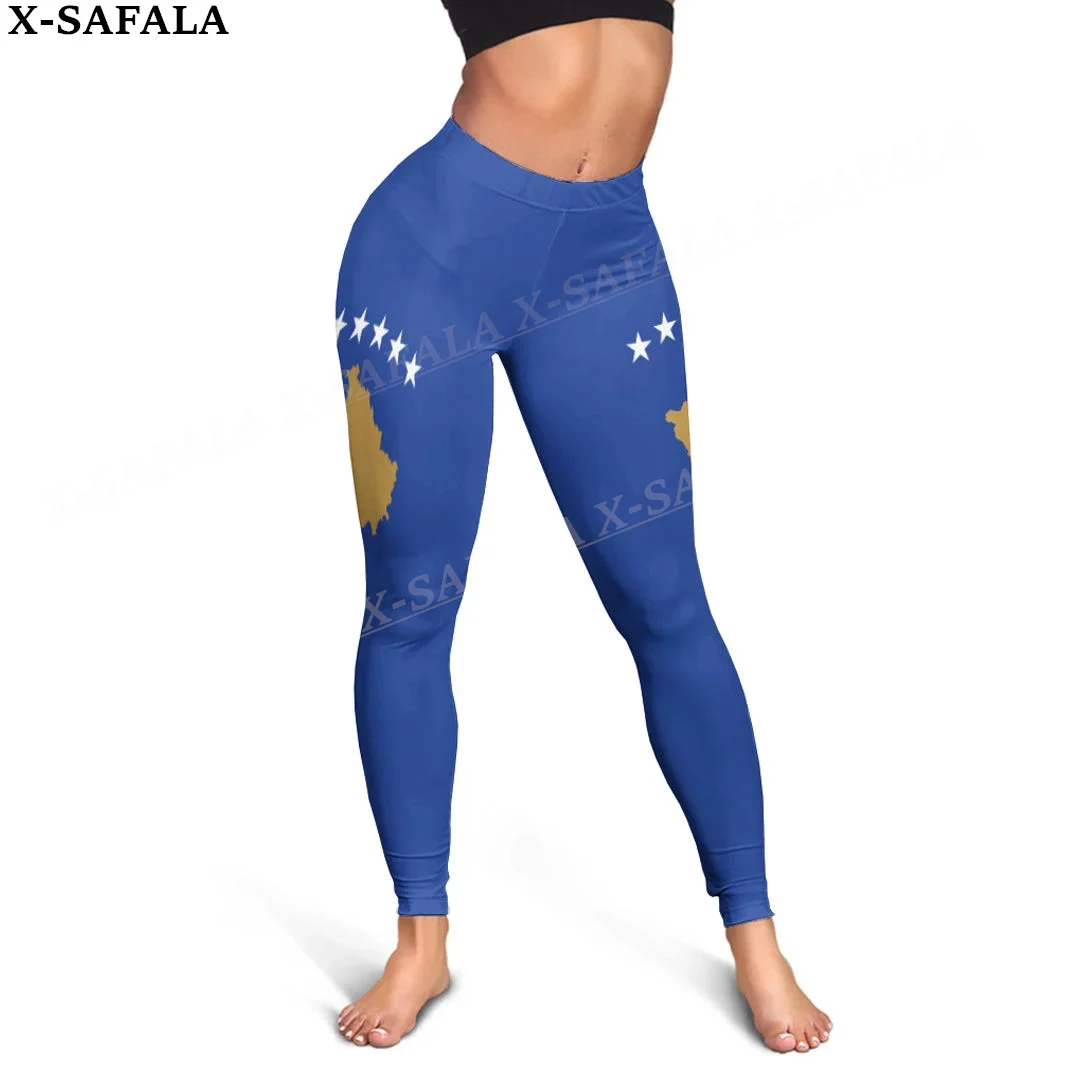 Kosovo Coat Of Arms Love Country Leggings 3D Print Women Yoga Girl Stretch GYM Slim High Waist Legging Summer Sports-1