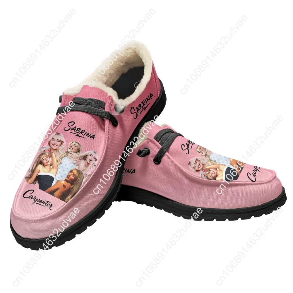 Sabrina Carpenter Plush Loafers Men Woman Casual Flat Shoes Pop Singer Keep Warm Lightweight Footwear Couple Custom Shoe Black