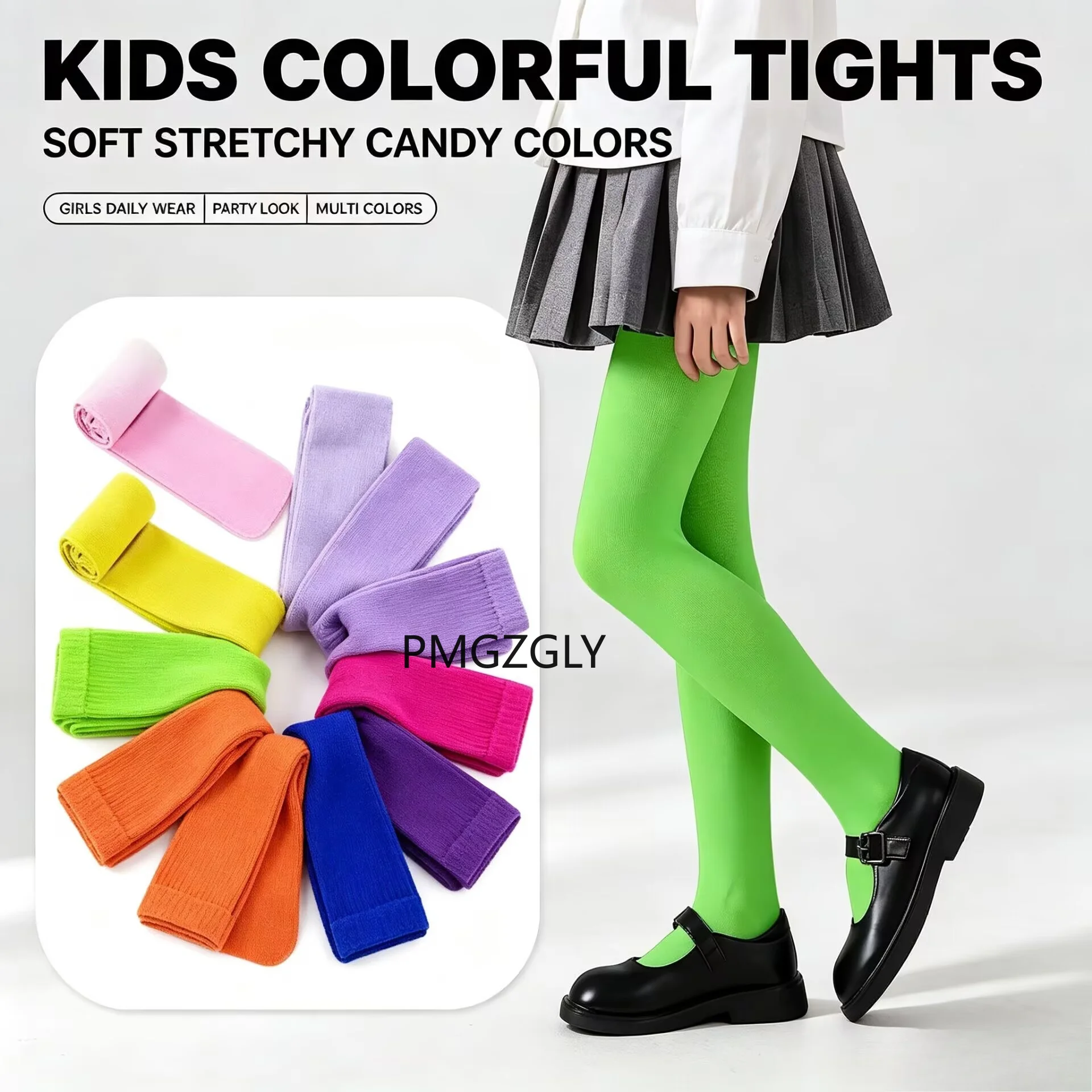 Samtstrümpfe, Baby- und Kinderstrümpfe, dünne Samtstrumpfhose, hochwertige Frühlings-Prinzessin-Strumpfhose für Mädchen, Bonbonfarben, geometrische Strumpfhose