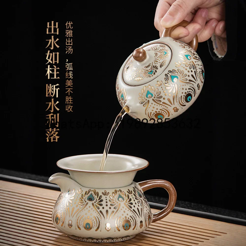 

b19Tea set for home and office, light luxury ceramic tea pot, lid bowl, dry brewing table, tea tray,