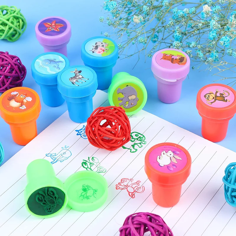 مزرعة الحيوان الحيوان الخضار الفاكهة نمط متنوعة Stamps للأطفال الحبر الذاتي المعلم Stamps الاطفال صندوق الكنز جائزة للفصول الدراسية