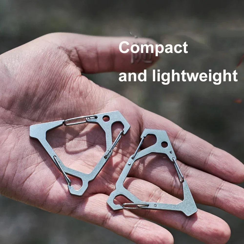 

Triangle Carabiner Clip Stainless Steel Camping Keychain Hook Spring-Snap Kettle Buckle Triangle Keychain Ring for Camping Hike