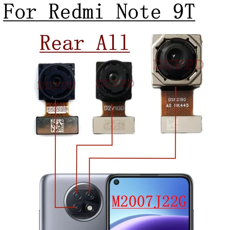 Front Rear Camera For Xiaomi Redmi Note 9T M2007J22G, J22 Frontal Selfie Back Main Ultrawide Macro Depth Camera Module