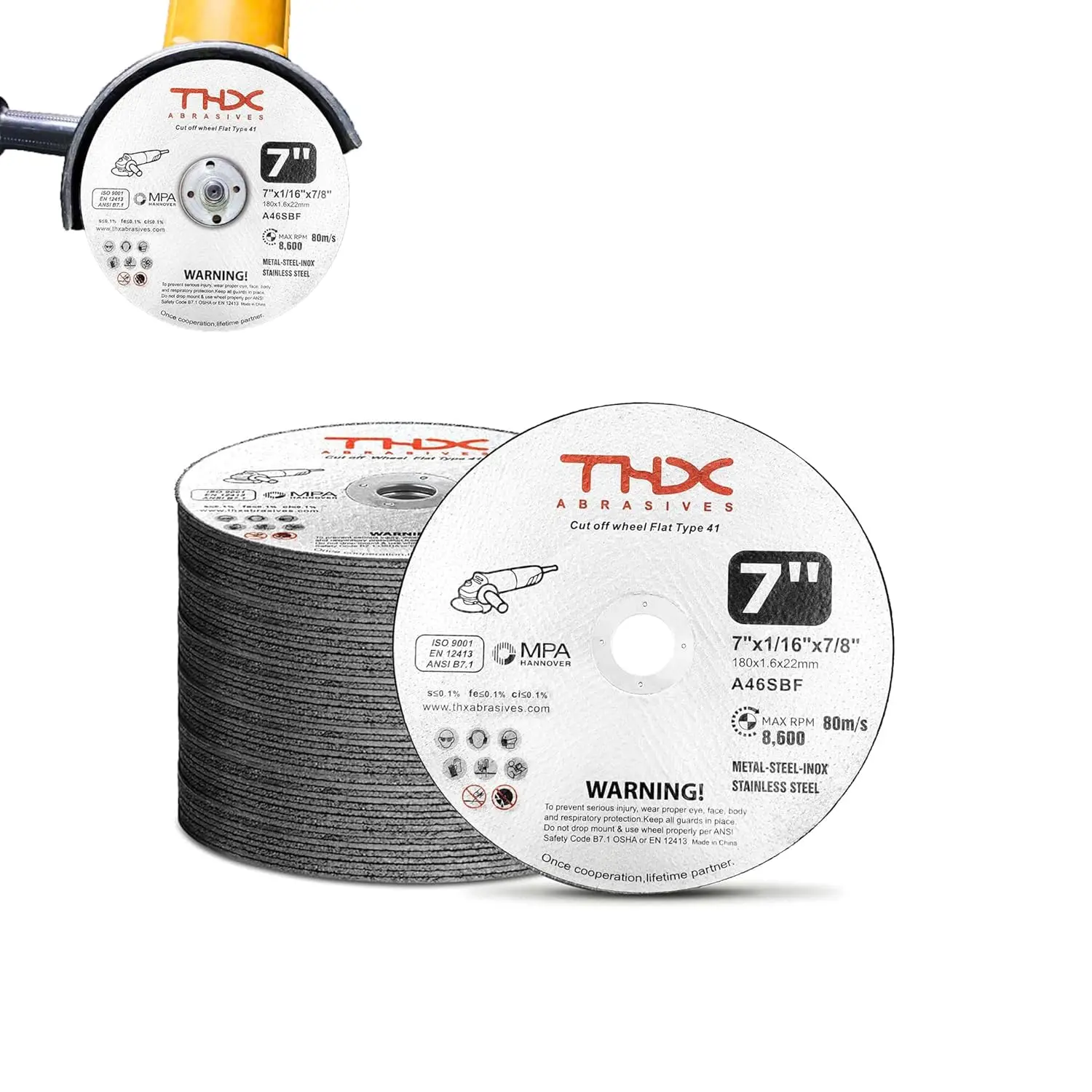 

7 Inch Cut Off Wheel, 7" x 1/16" x 7/8" Long-Lasting Thin Cutting Disc for Metal and Stainless Steel with Die Grinders - 25 Pack