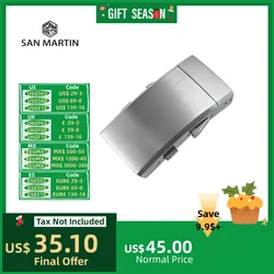 San Martin 18mm 20mm Watch Strap Driver Buckle Ratcheting Micro-Adjust Fold-Over Bracelet Fly Clasp Brushed Solid Steel