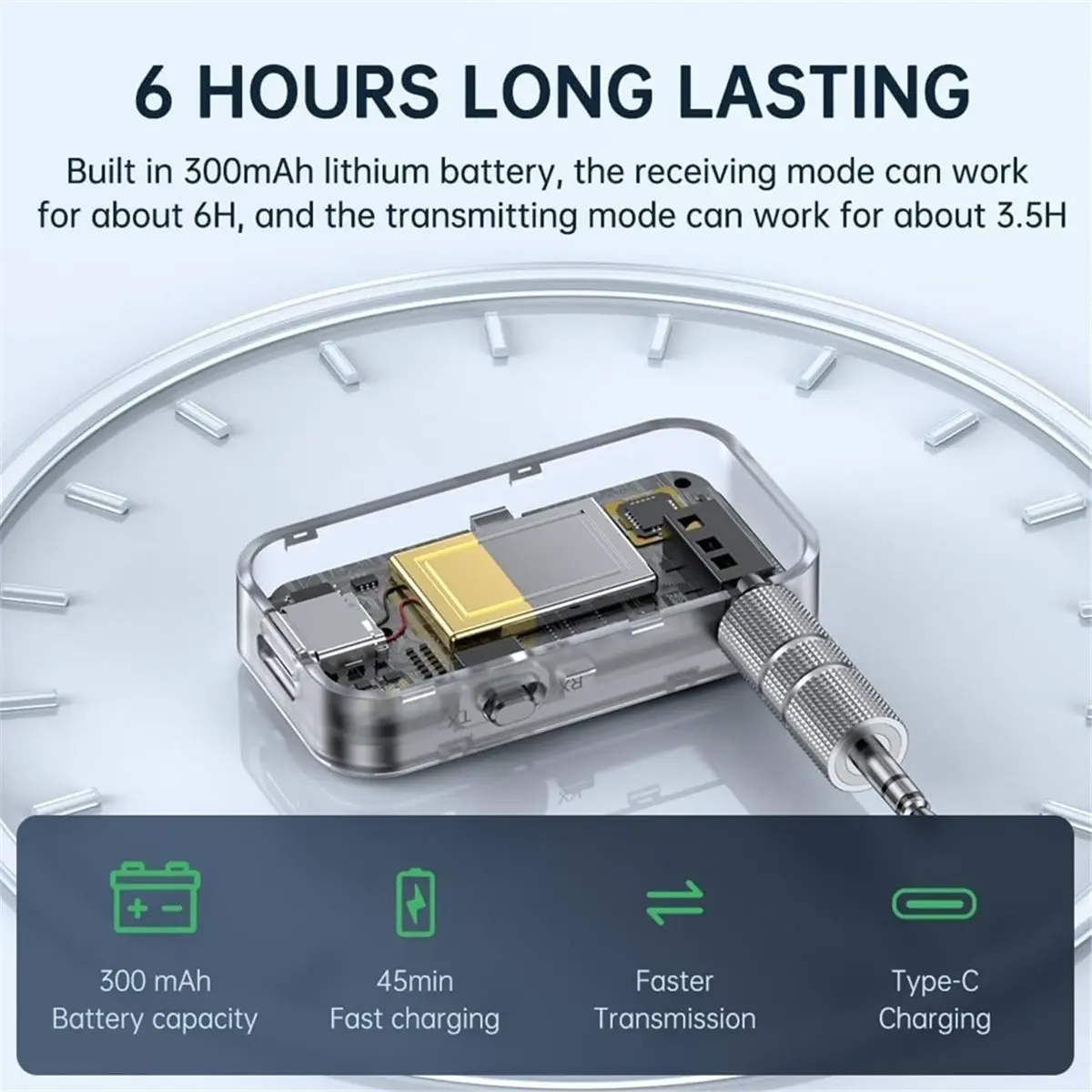 Premium Pro Bluetooth 5.3 Transmitter Receiver,2-in-1 Wireless Transmitter for TV/Headphones,Gym, for Car/Home Stereo view 5