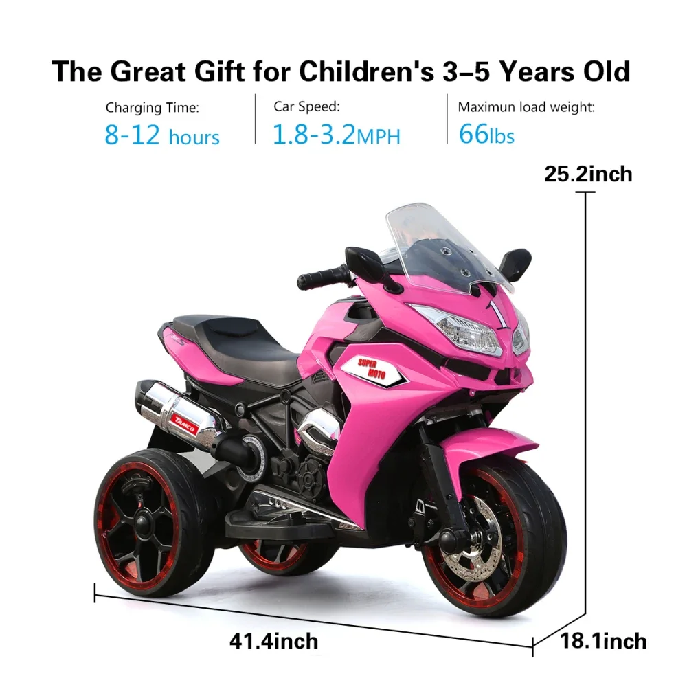 TAMCO-motocicleta eléctrica de 12V para niños, moto de paseo, batería recargable para niños, 3 ruedas ligeras