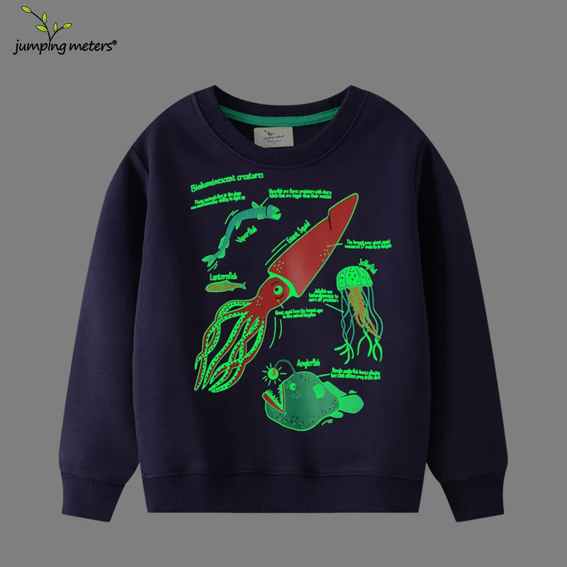 

Spring Style Boys' Crew Neck Long Sleeve Sweatshirt Boys' Top Luminous Underwater World Hot-Selling Children's Sweatshirt