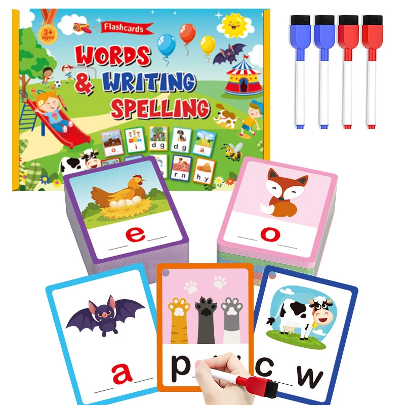 Children's English Word Cards,English Alphabet Cognitive Cards,spelling Word Puzzles,early Education Enlightenment Flash Cards