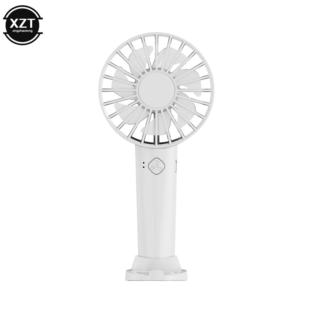 USB Mini Strong Wind Handheld Fan Portable Quiet Rechargeable Desktop Air Cooler with Phone Holder Cooling Fan Outdoor Travel